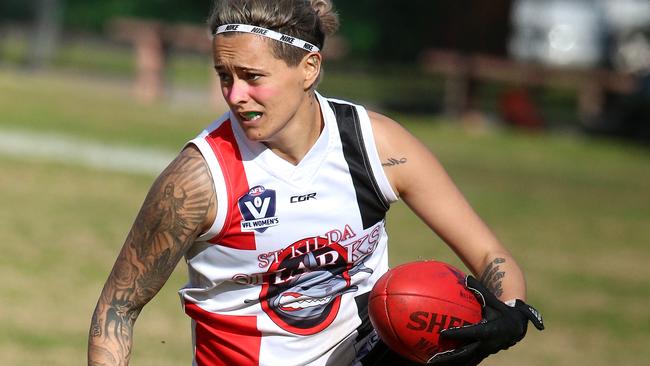 Shanes of Anthony Koutoufides? Moana Hope in action for St Kilda Sharks on Sunday. Picture: Mark Dadswell