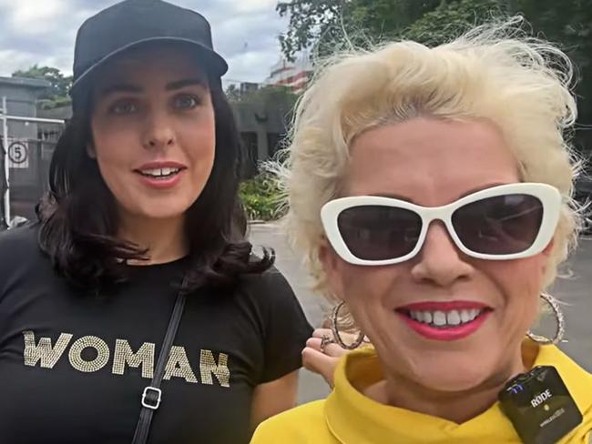 Activist Kellie-Jay Keen (right) with Moira Deeming in Melbourne. Picture: YouTube