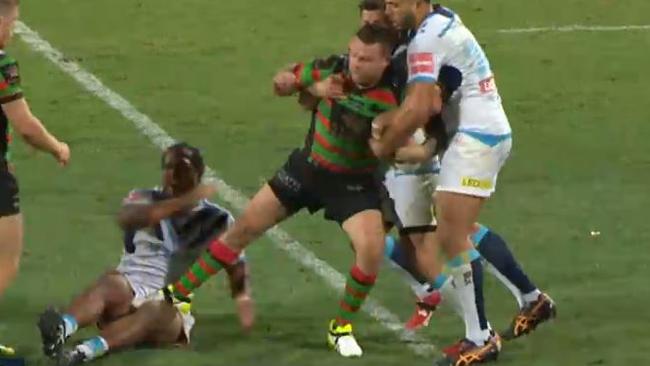 Agnatius Paasi is stomped on by Nathan Brown.