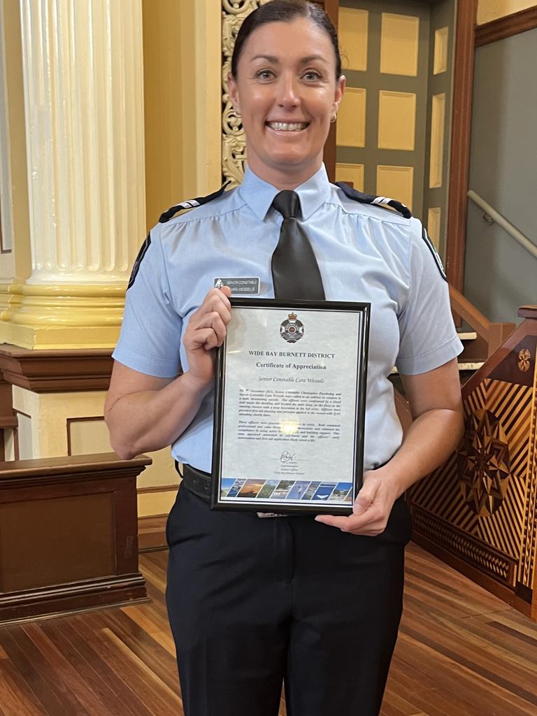 Senior Constable Cara Wessels with her award.