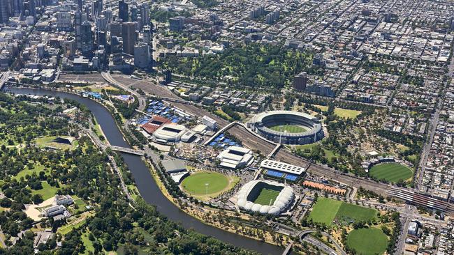 An aerial view of the 2019 Australian Open site.