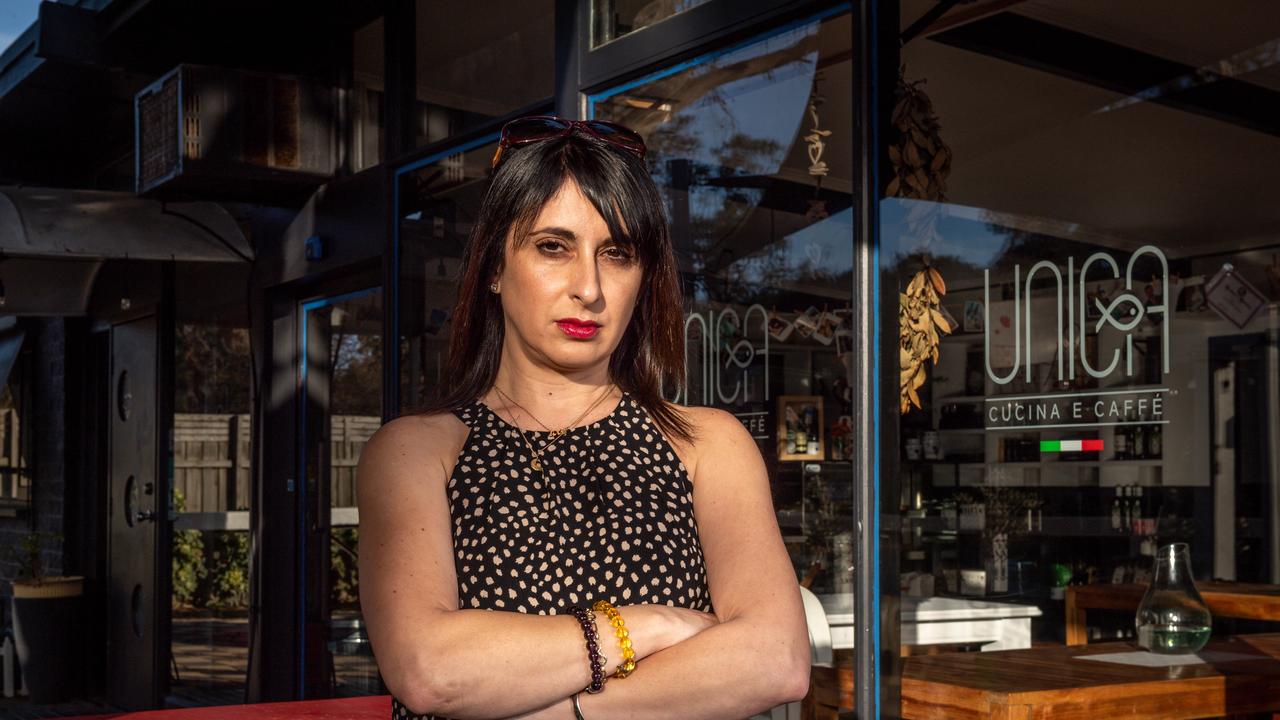 Unica Cucina E Caffe restaurant owner Michelle Loielo is taking the Victorian Government to court over lockdown restrictions. Picture: Jake Nowakowski