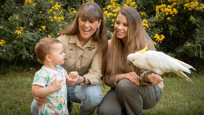 Grace with Occa the Cockatoo, which Steve rescued 20 years earlier. Picture: Bindi Irwin / Facebook