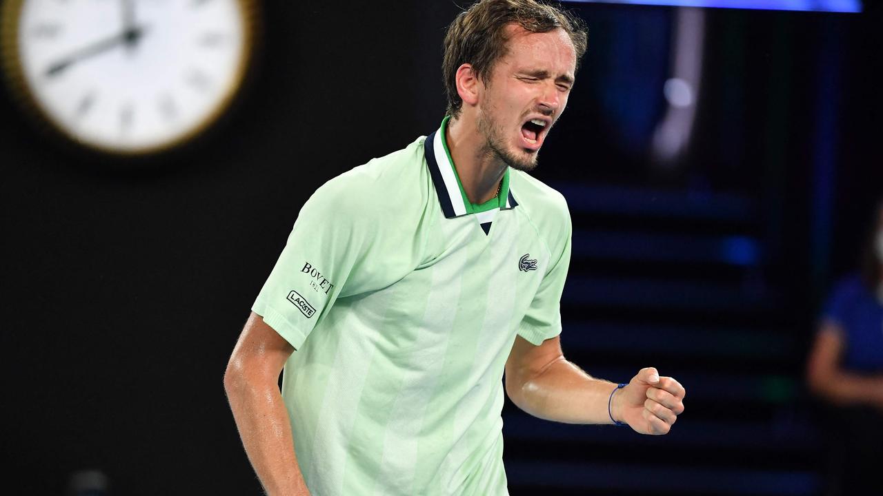 Daniil Medvedev celebrates a winner during the match. Picture: AFP Images