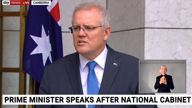 PM Scott Morrison speaking after national cabinet.