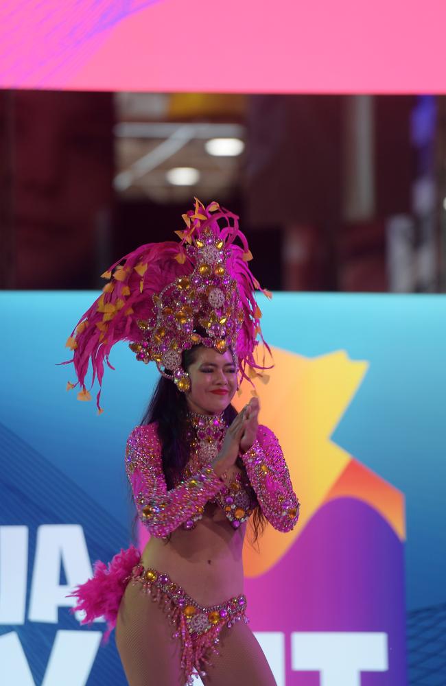 Rix Kix Arts dance instruct pulls out the moves at the Festival of Us celebrations on Australia Day 2023. Picture: (A)manda Parkinson