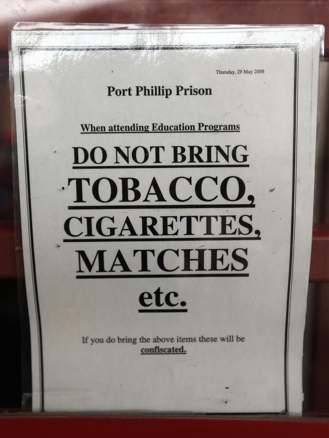 A sign outside Port Phillip Prison.