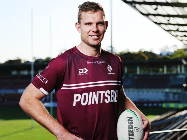 Strict Embargo. On Hold until Saturday 21st. The Daily Telegraph. 18.9.2024 Manly NRL media day. Tom Trbojevic at Brookvale Oval. Picture: Rohan Kelly