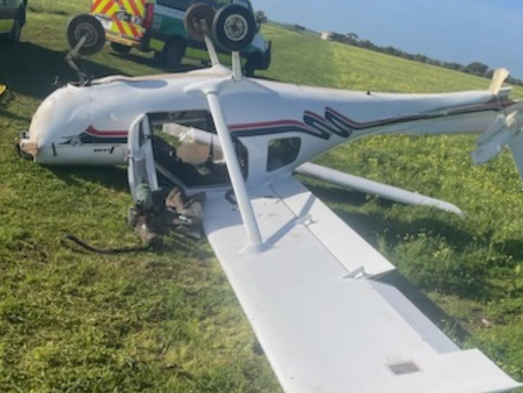 A passenger in the light aircraft was uninjured. Picture: SA Police