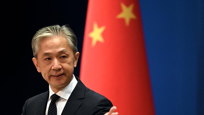 Chinese Foreign Ministry spokesman Wang Wenbin says Australia is ‘violating’ the UN Charter in condemning Beijing’s actions against Taiwan. Picture: Noel Celis / AFP