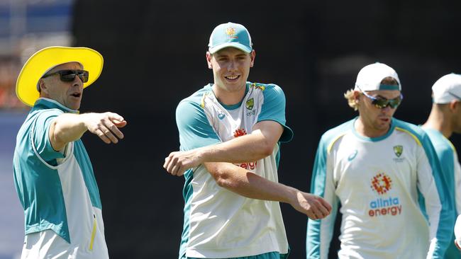 Troy Cooley (left) with Cameron Green in 2020. He has joined England ahead of The Ashes. Picture. Phil Hillyard