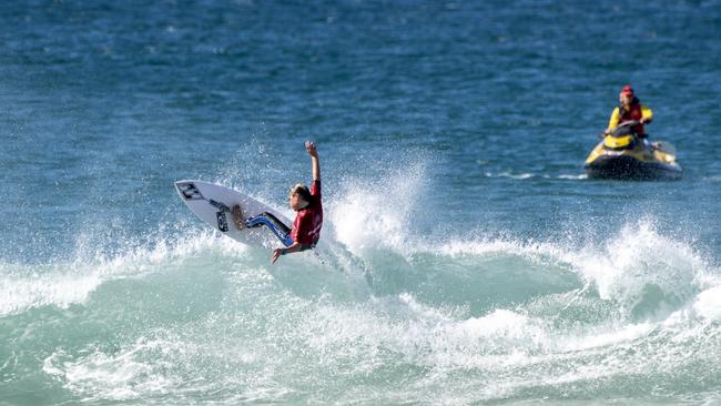 Evans Head's Max McGillivray in action at the 2023 Oz Grom Open at Lennox Head on July 7. Picture: Ethan Smith