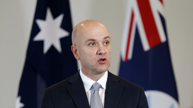 Queensland Chief Health Officer Dr John Gerrard pictured addressing the media at One William Street regarding the latest on the Covid-19 outbreak. Picture: Josh Woning