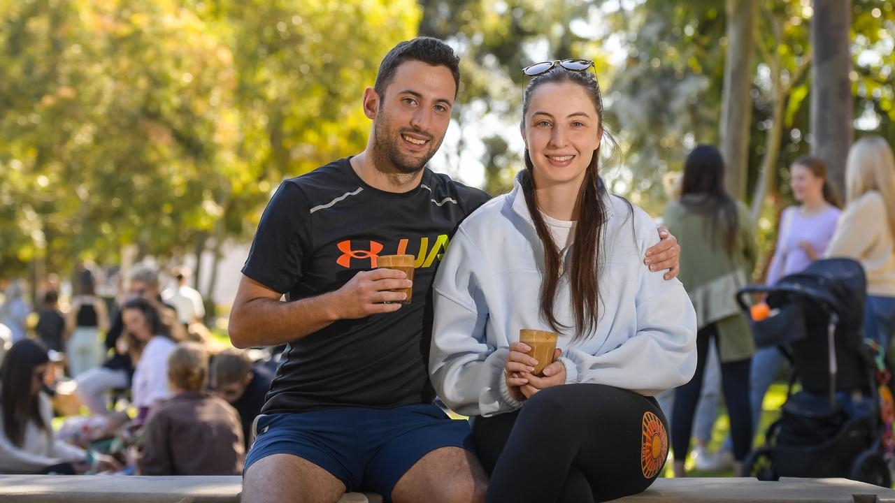 Adrian Dinino with partner Amanda Lobianco at Plant 4 Bowden. Picture: RoyVPhotography