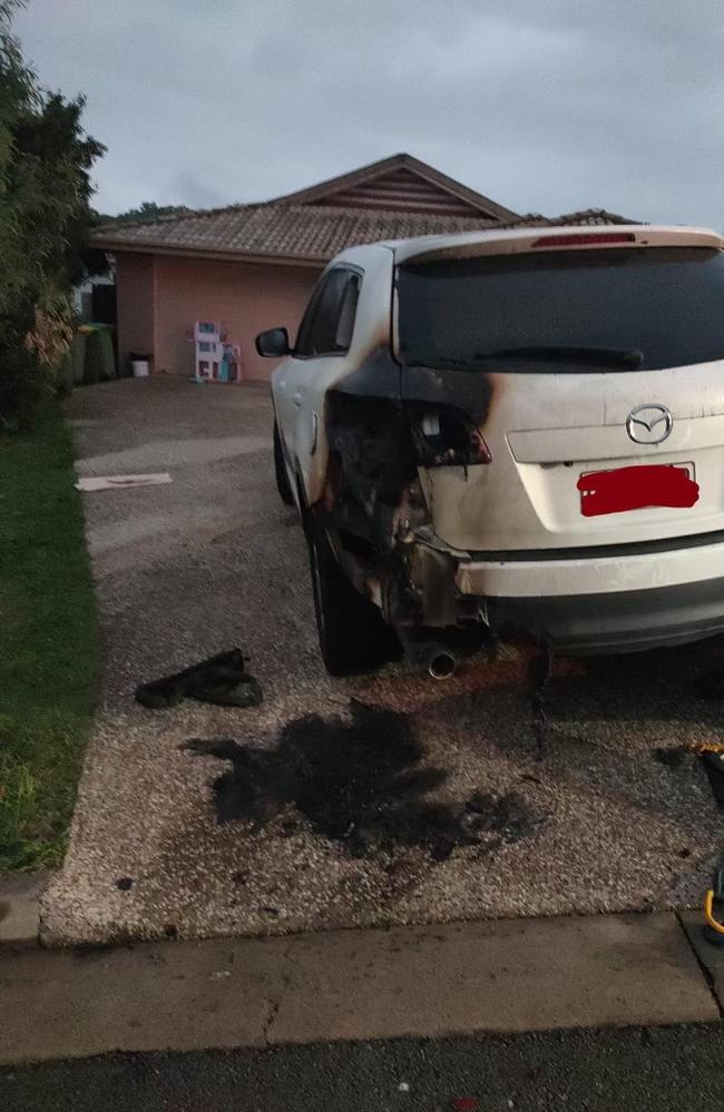 Stolen car dumped in driveway of Pimpama home. Picture: Supplied