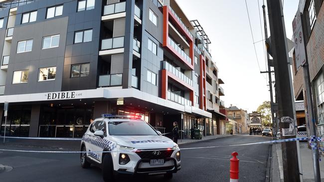 Police at the scene in May. Picture: Nicki Connolly