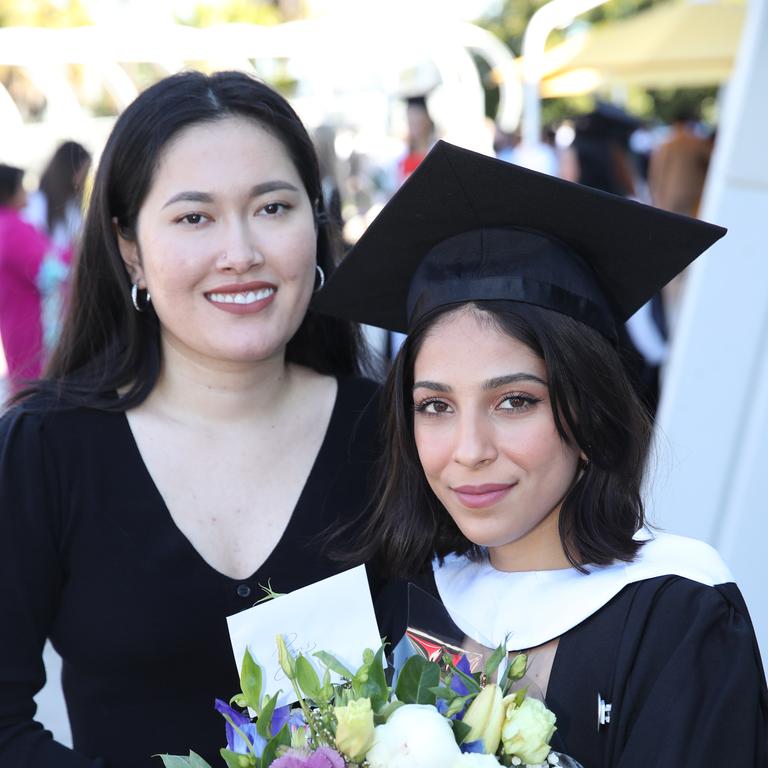 Griffith business school graduation at Golc Coast convention Centre. Parastoo Ehsani and Asiya Mraza. Picture Glenn Hampson