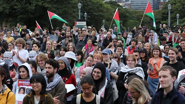 Pro-Palestine encampment protesters gather at the University of Sydney. Picture: Britta Campion/The Australian