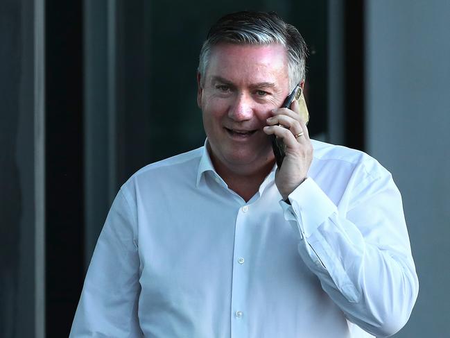 Eddie McGuire is seen during a Collingwood Magpies AFLW training session.