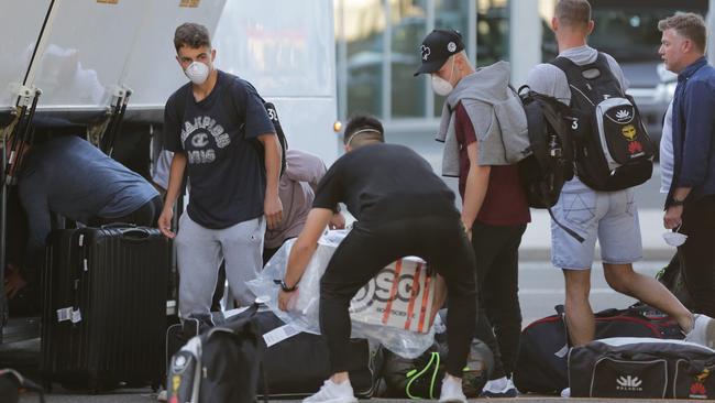 Wellington Phoenix after arriving in Sydney on Wednesday. Picture: Christian Gilles