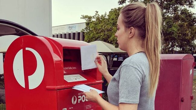 Abbie Williams sending out letters. Picture: Letters of Hope Instagram