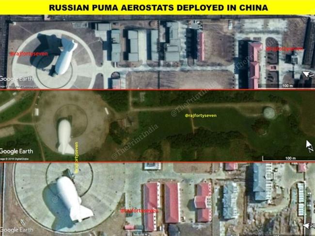 Satellite photos on Russian Puma aerostats deployed in China. Source: Col. Vinayak Bhat (retd.)