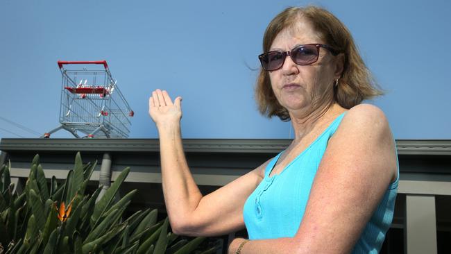 Bronwen McCann is terrifed about being home alone during Schoolies after she woke to a trolley on the roof of her home at Surfers Paradise. Picture: Glenn Hampson.