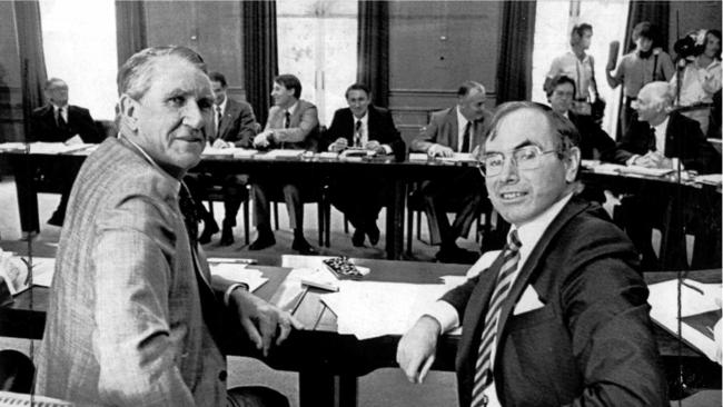 Howard, right, with Malcolm Fraser.