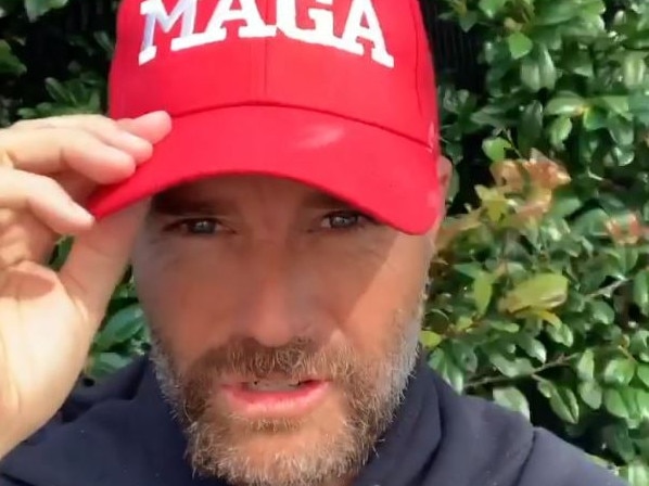 Controversial celebrity chef Pete Evans donned a 'Make America Great Again' hat in his latest video update to his followers on social media. Picture : Facebook