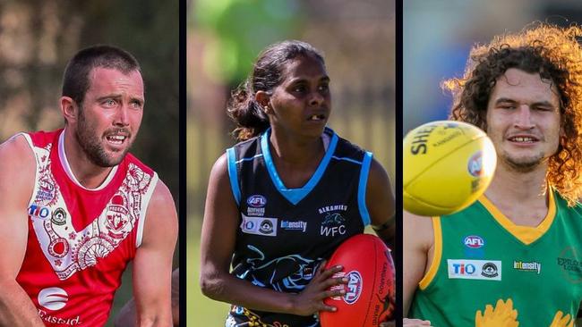 Abe Ankers, Gabrielle King and Jackson Cole have been standout players of the 2023 CAFL season. Picture: Charlie Lowson / AFLNT Media