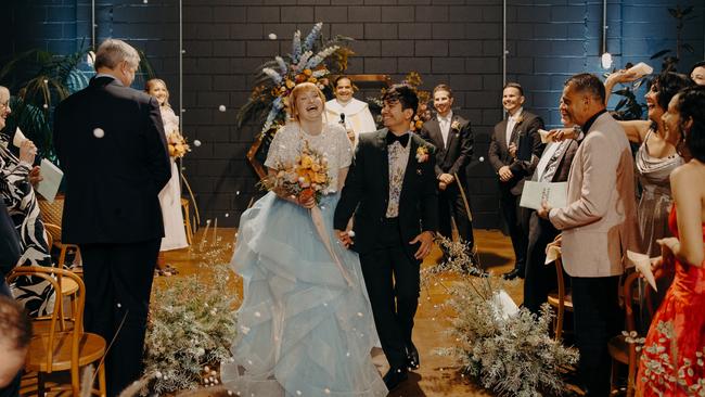 Georgina and Anthony Hearsey on their wedding day. Picture: Lovers &amp; Legends