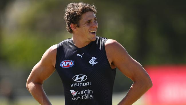 Charlie Curnow showed promising signs while training in the club’s Queensland hub.