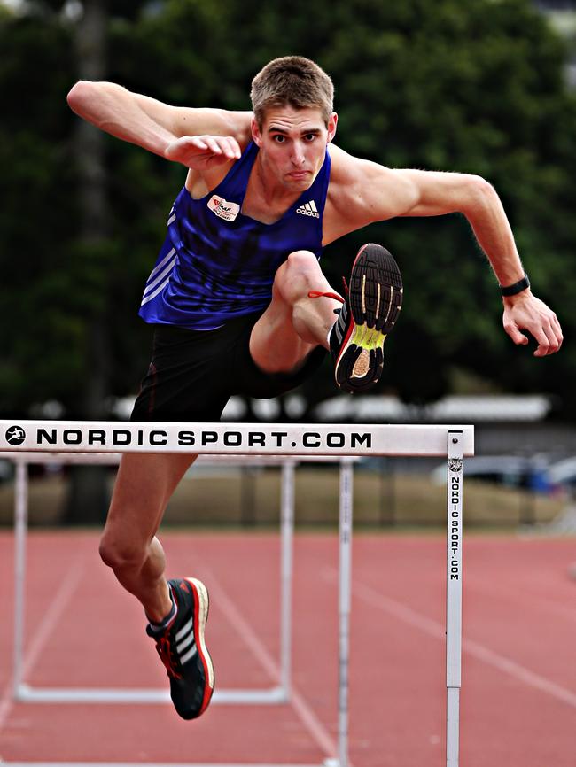 Brisbane athlete Cedric Dubler, 21, produced six personal bests in 10 events over two days to become Aust's first Olympics decathlon. Pic Annette Dew