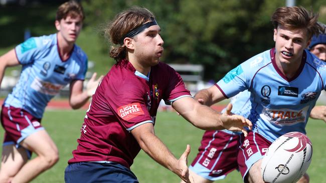 Action from the Colts 1 Club rugby union game between University of Queensland and Norths. Picture: Tertius Pickard