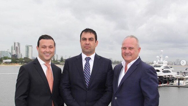 Dion Giannarelli, Ross Pelligra and Dean Giannarelli at the Ritz-Carlton Gold Coast announcement,