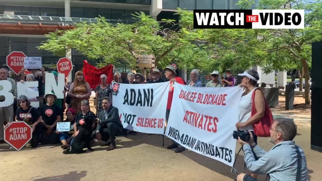 Supporters of anti-Adani activist Ben Pennings gather outside of the Brisbane Supreme Court