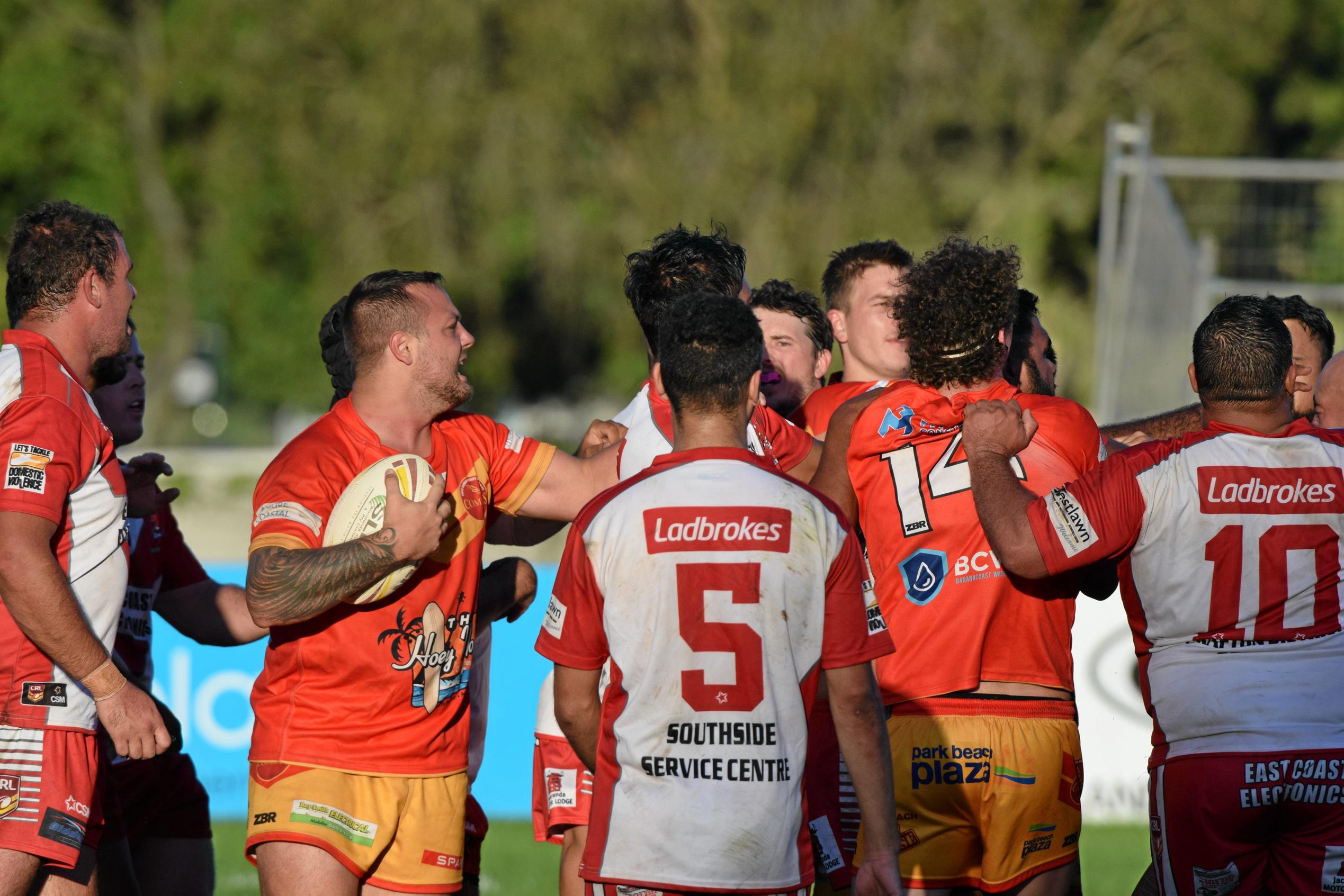 The Coffs Harbour Comets v South Grafton Rebels game had to be stopped early after numerous fights broke out and players were sent from the field.