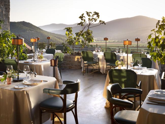 Terrace dining at Castello di Reschio.