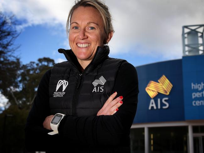 Para-triathlete Katie Kelly at the Australian Institute of Sport (AIS) on a cold Canberra day preparing for the Rio Paralympics.