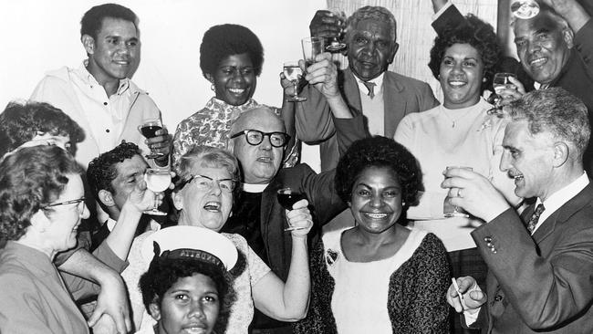 Faith Bandler and others celebrating the referendum result in 1967.