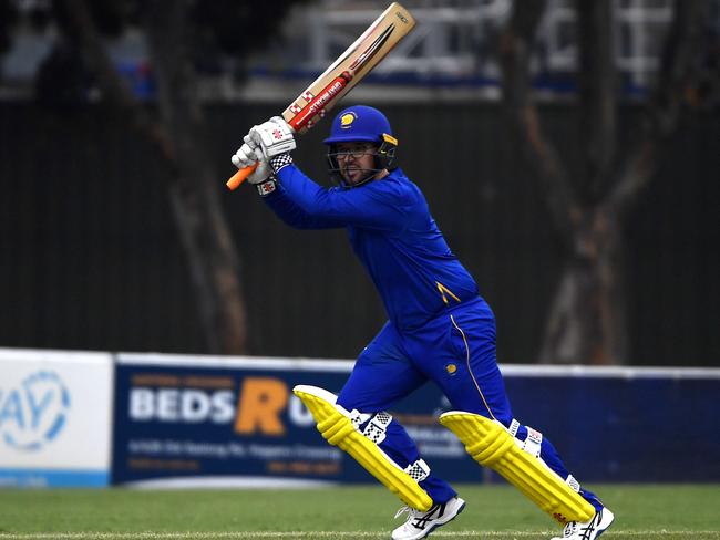 VTCA Kookaburra Sports/Turner Shield, Round 10. Deer Park 1st XI vs Sydenham Hillside 1st XI, played at John McLeod Reserve Oval 1, Deer Park, Victoria, Saturday 8th February 2025. Deer Park 1st XI batsman Aaron Arye.  Picture: Andrew Batsch