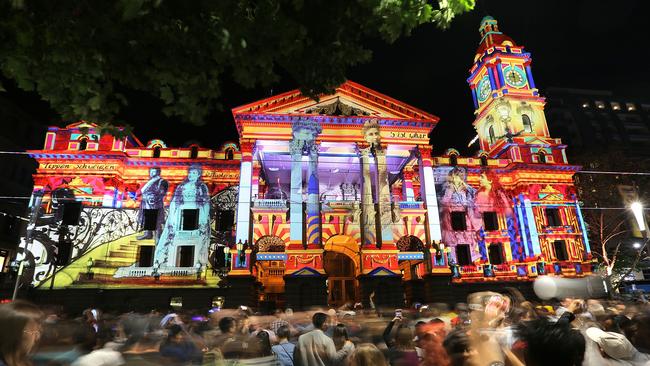 The ‘Circus of Inclusion’ projection at Melbourne Town Hall during last year’s White Night. Picture: Kelly Defina/Getty Images