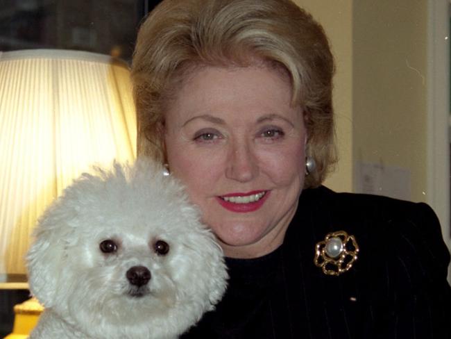 Barbara Taylor Bradford with one of her bichon frises.