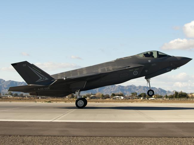 Breached ... The first Royal Australian Air Force F-35A Lightning II jet arrived at Luke air force Base on December 18, 2014.