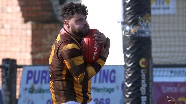 RDFNL: Lancefield v Woodend-Hesket: Josh Pound of Woodend-Hesket at Lancefield Park on Saturday July 8, 2023 in Lancefield, Australia.Photo: Hamish Blair