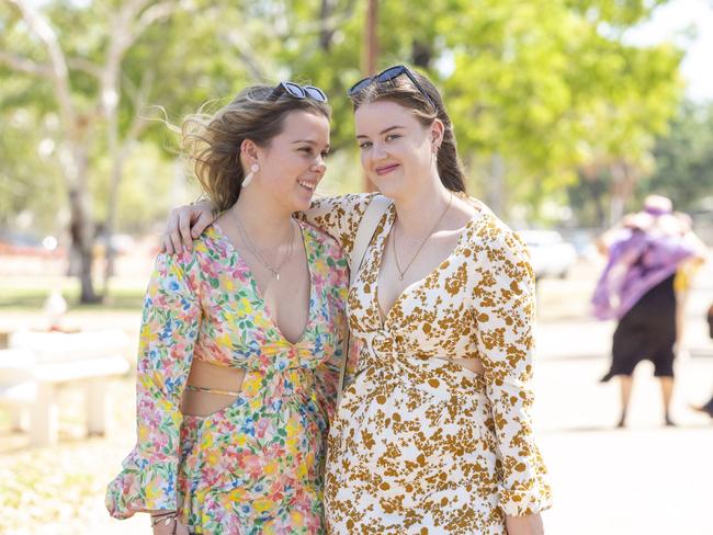 Julia Warburton and Zoe Reid at the Katherine Races 2022. Picture: Floss Adams.