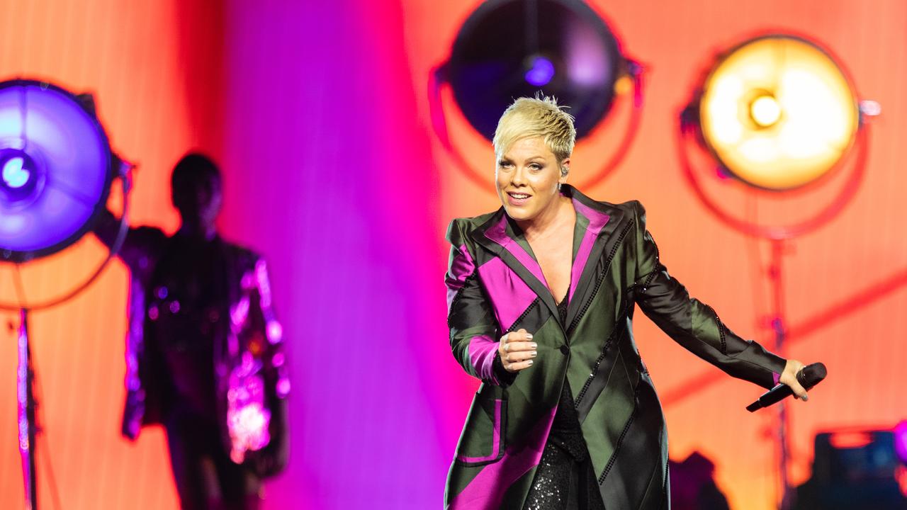 American singer Pink performs in the first Australian concert of her Beautiful Trauma World Tour at Perth Arena in Perth. Picture: AAP/Richard Wainwright