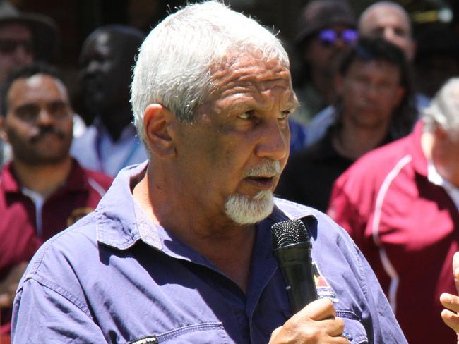 Central Australian Aboriginal Congress male cultural lead and Alice Springs Town Councillor Michael Liddle. Hundreds have taken to streets of Alice Springs to march against domestic violence on Tuesday, December 10, 2024. Picture: Gera Kazakov