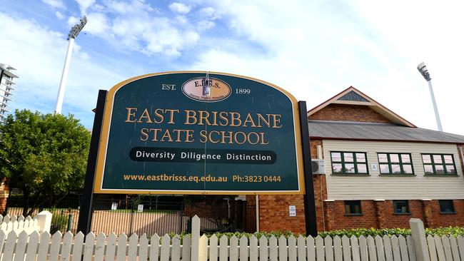 East Brisbane State School’s future is uncertain due to planned upgrades to the Gabba. Picture: David Clark