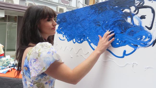 Eleonora Pulcini starting on a new piece inspired by lavender fields. Picture by Alison Foletta